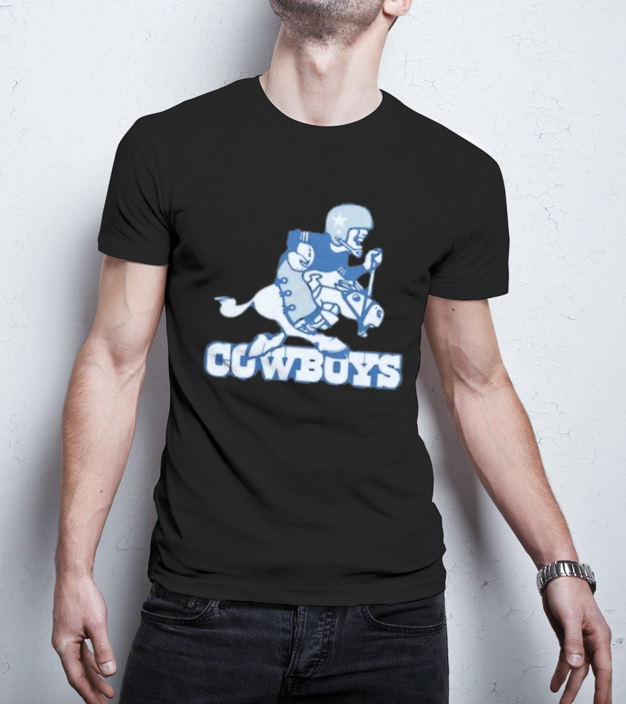 Dallas Cowboys Vintage Cowboy Riding Football Horse Logo 1966 T-Shirt