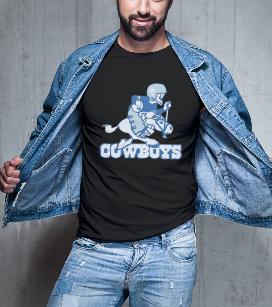 Dallas Cowboys Vintage Cowboy Riding Football Horse Logo 1966 T-Shirt