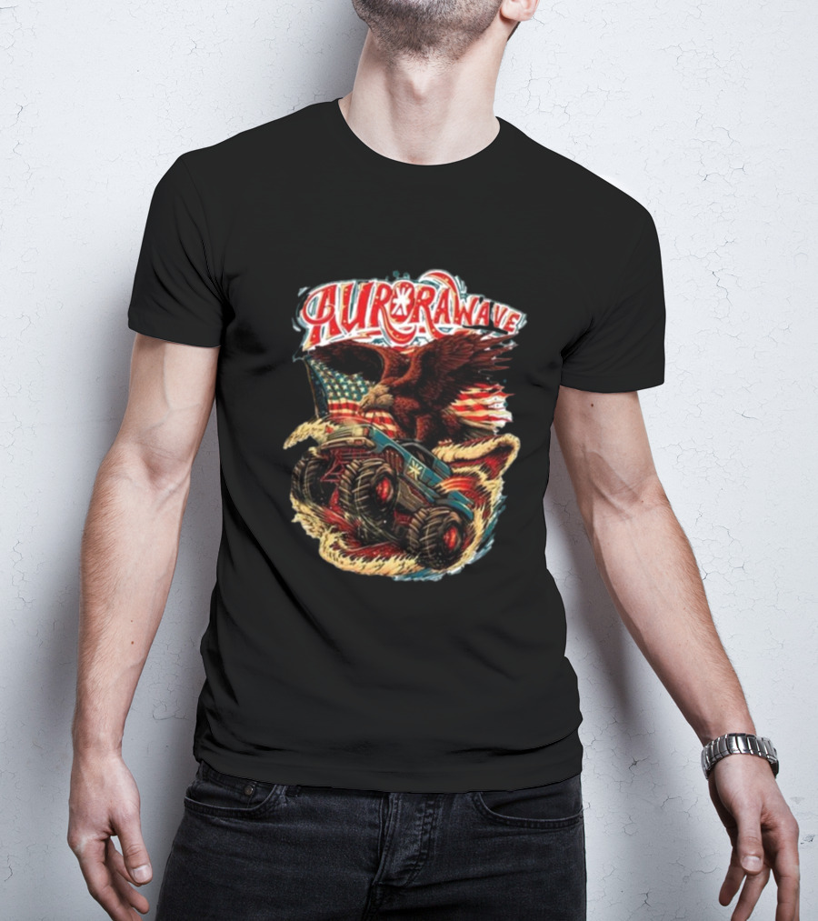 Aurorawave America F Yeah Eagle Monster Truck Vintage USA Flag T-Shirt