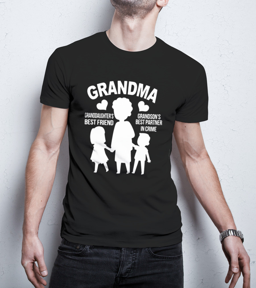 Grandma Granddaughter's Best Friend Grandson's Best Partner In Crime Hearts T-Shirt