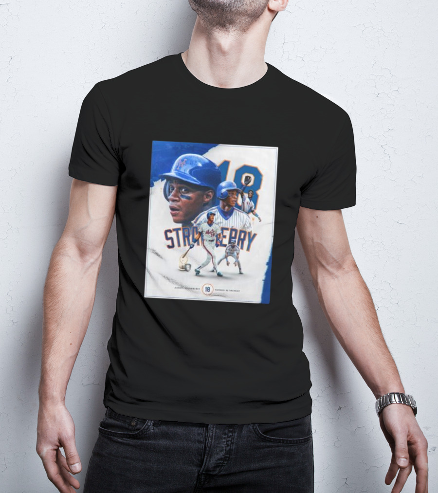 Darryl Strawberry Mets 18 Number Retirement Celebration With Iconic Baseball T-Shirt
