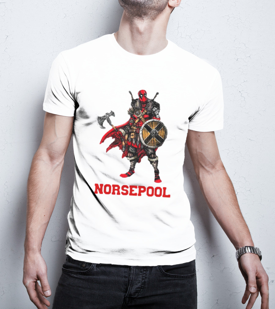 Deadpool Norsepool Viking Warrior With Axe And Shield T-Shirt