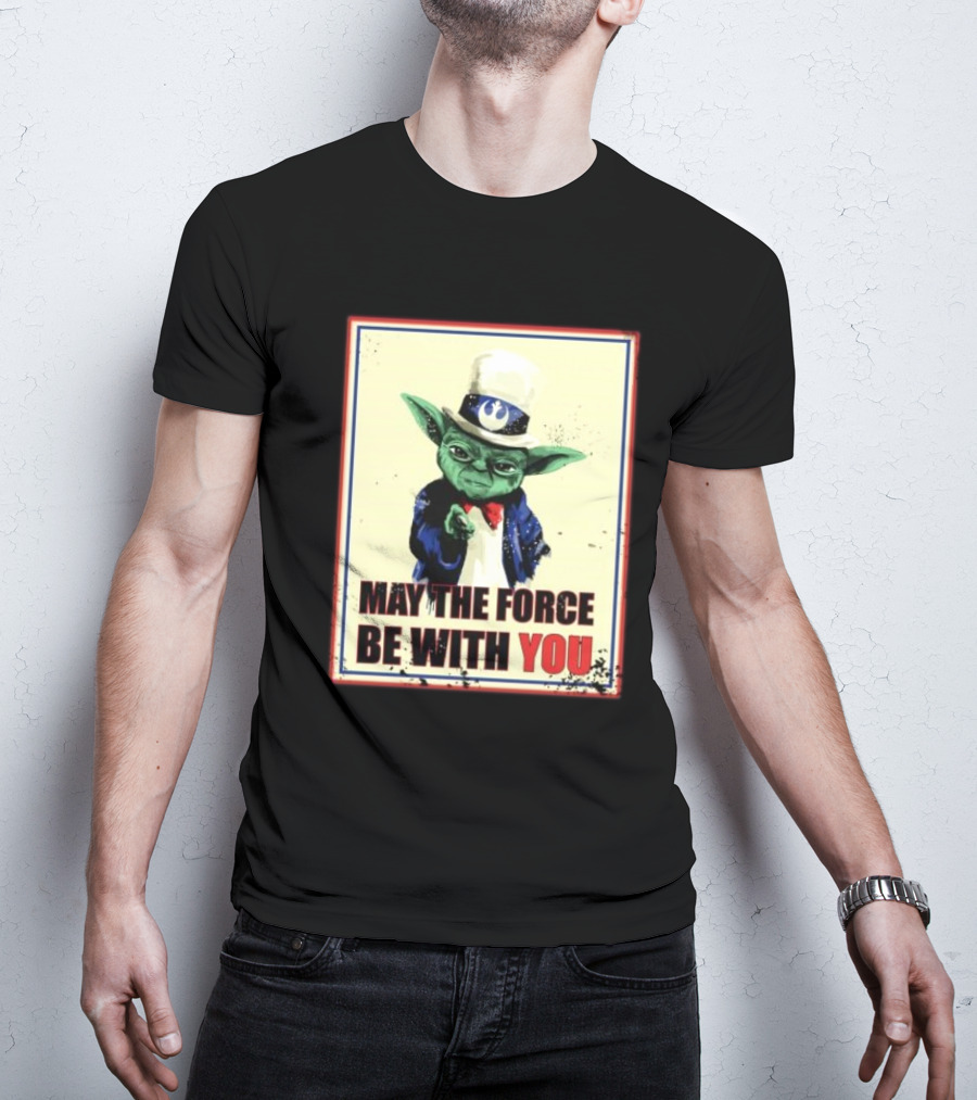 Baby Yoda May The Force Be With You Uncle Sam T-Shirt