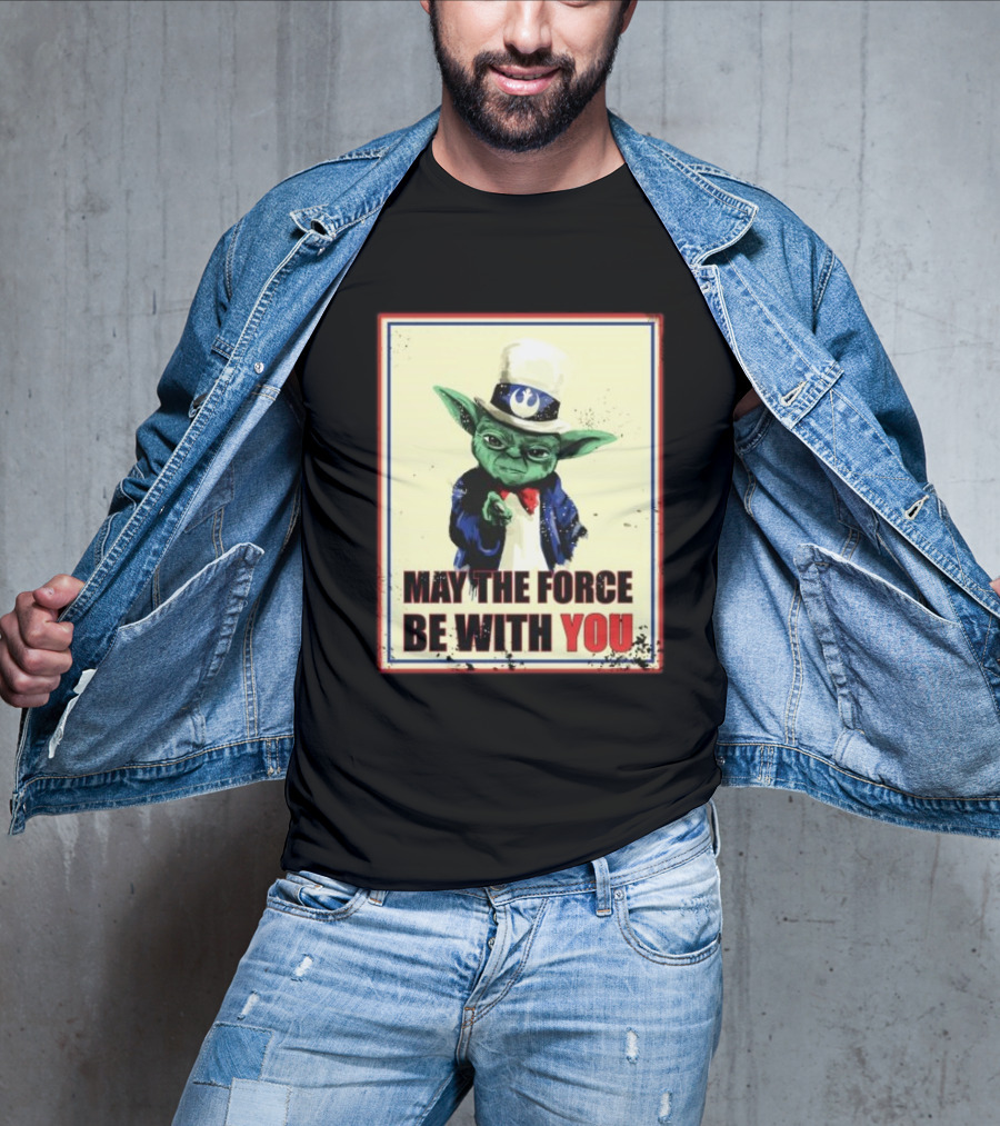 Baby Yoda May The Force Be With You Uncle Sam T-Shirt