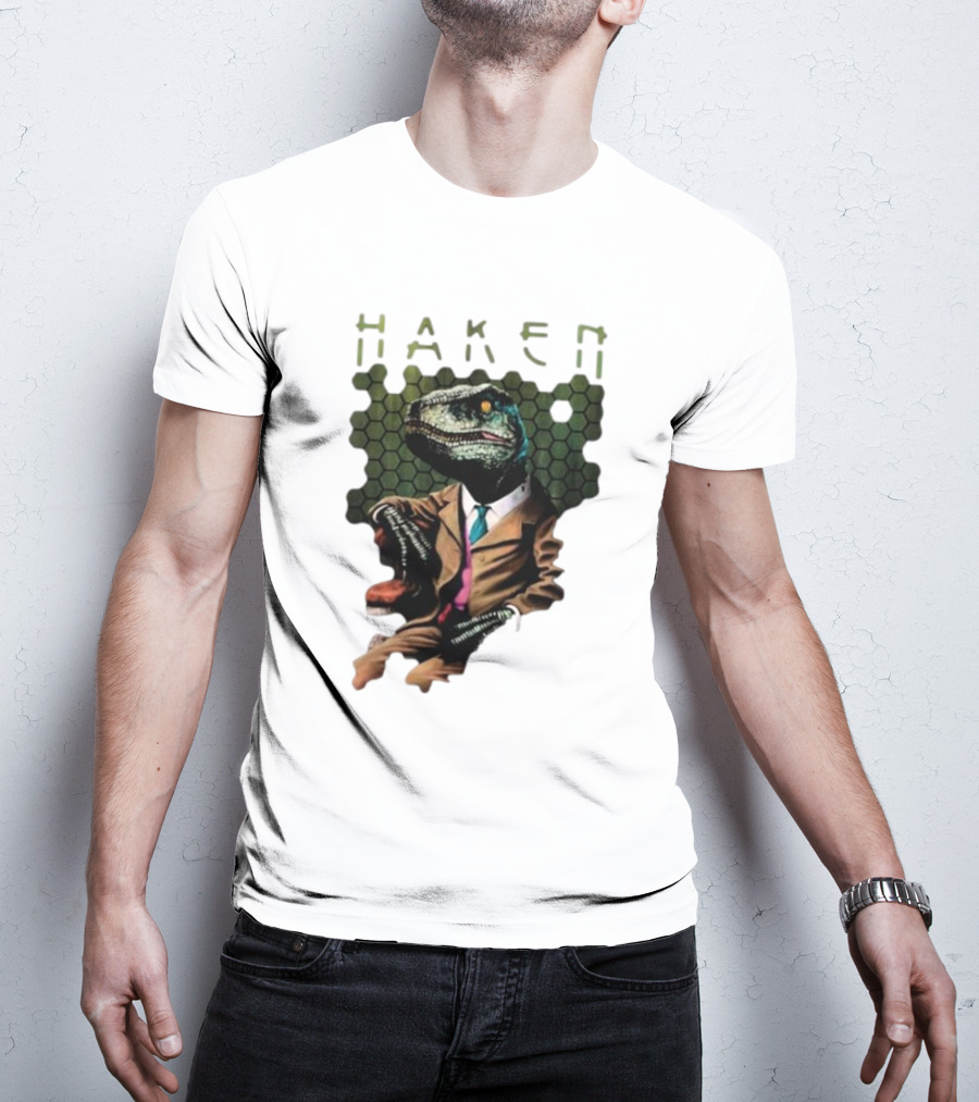 Haken Raptor Sophisticated Dinosaur In Suit T-Shirt