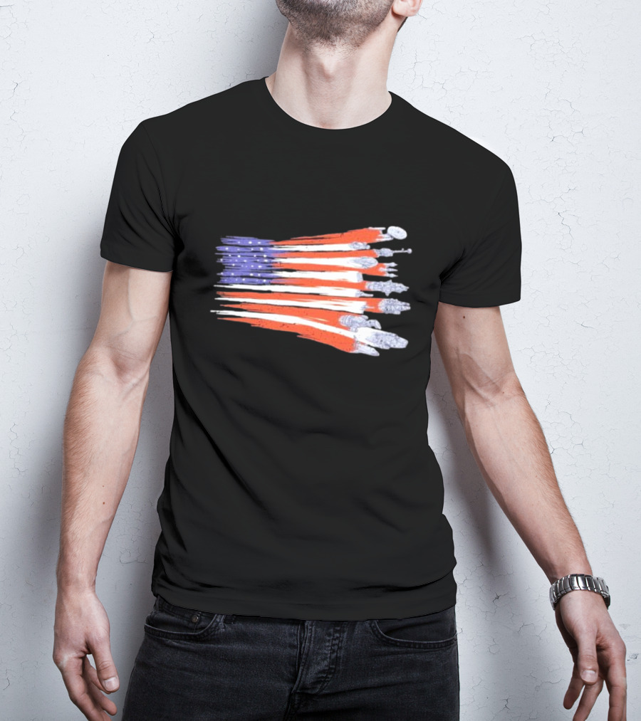 Sci-fi Spaceships Forming American Flag With Rebel T-Shirt