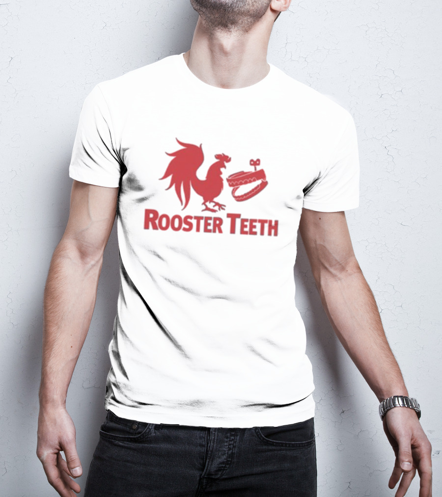 Rooster Teeth Red Rooster And Wind-Up Chattering Teeth T-Shirt