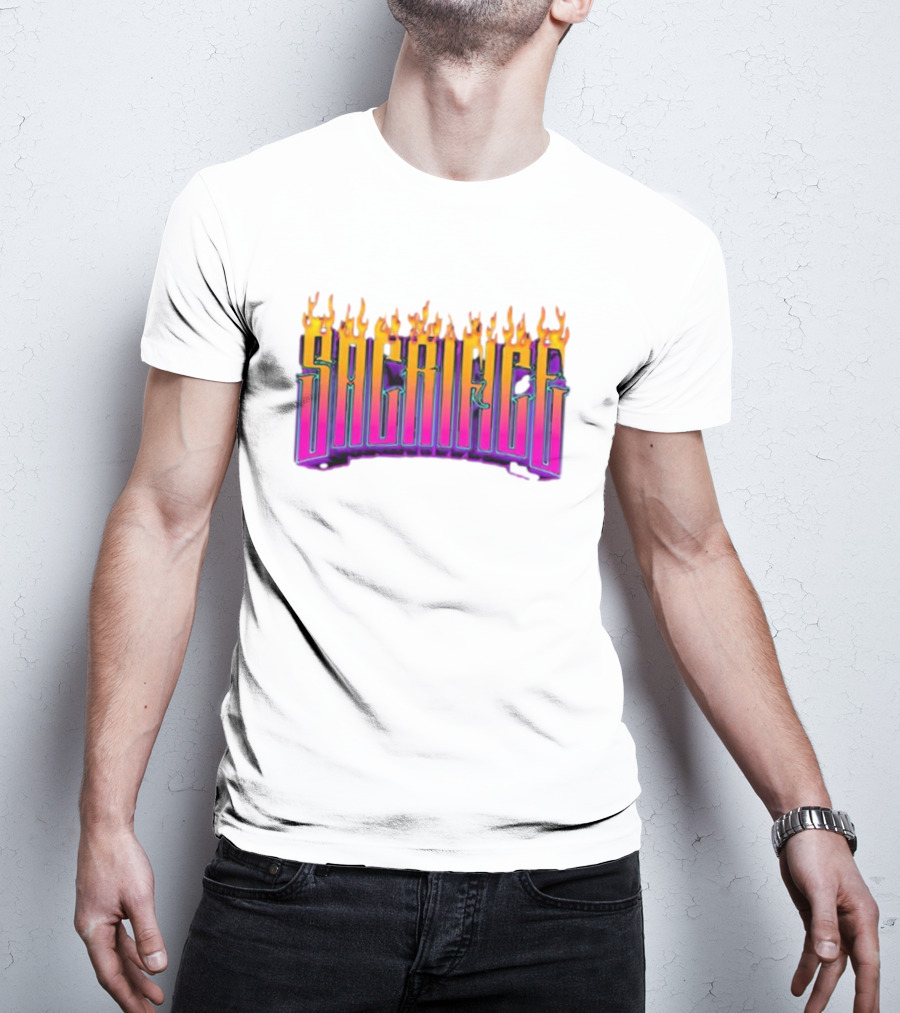 Sacrifice Hades Sunset Flame Text T-Shirt