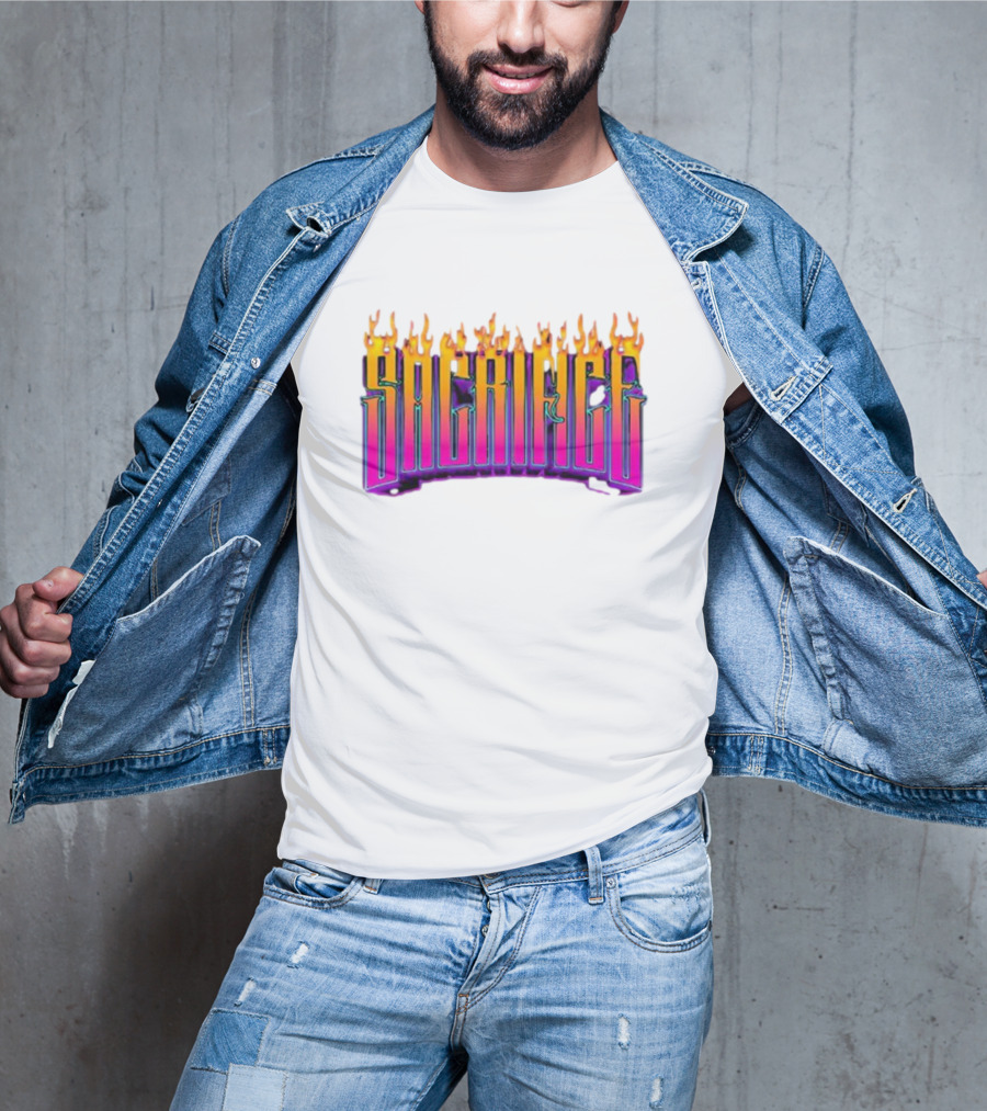Sacrifice Hades Sunset Flame Text T-Shirt