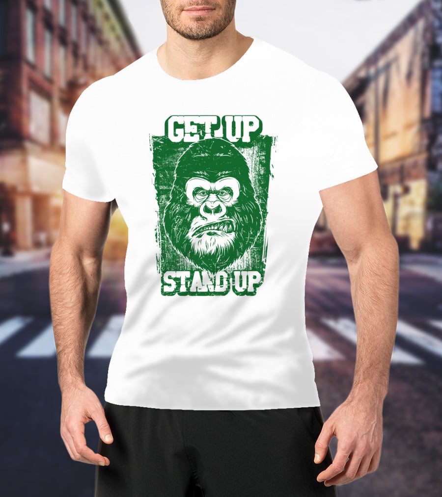 GET UP STAND UP Gorilla Face T-Shirt