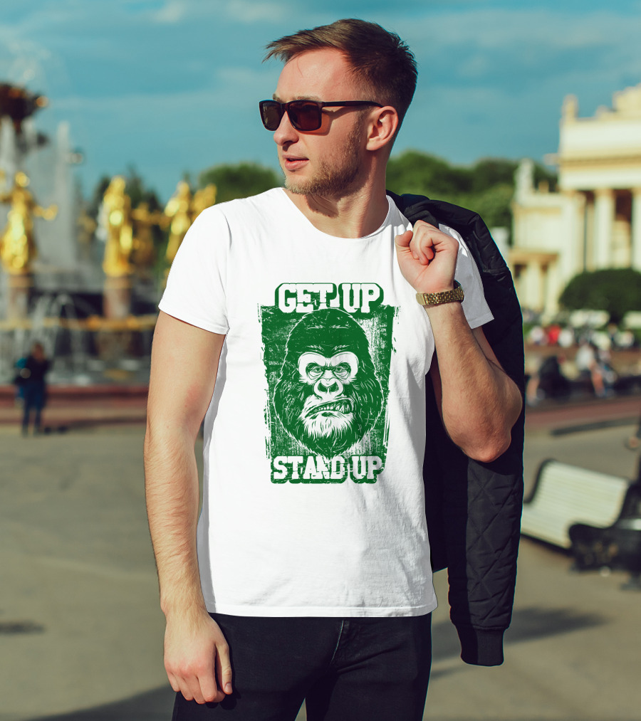 GET UP STAND UP Gorilla Face T-Shirt