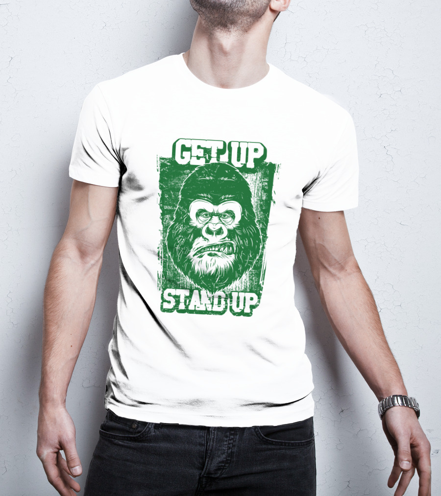 GET UP STAND UP Gorilla Face T-Shirt