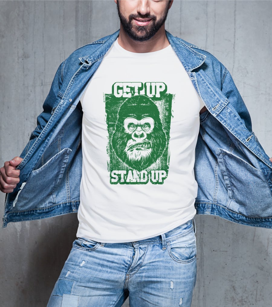 GET UP STAND UP Gorilla Face T-Shirt