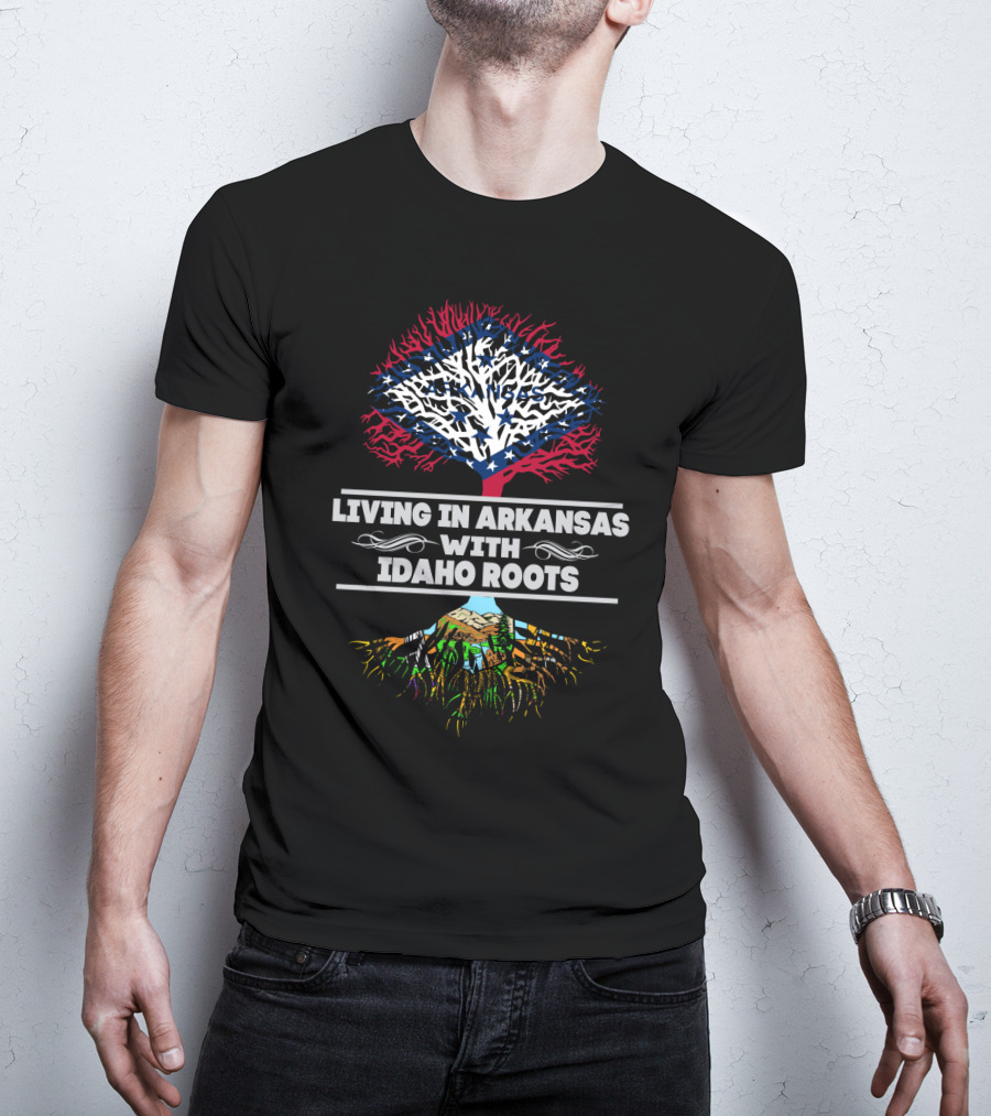 Living In Arkansas With Idaho Roots Flag Tree T-Shirt