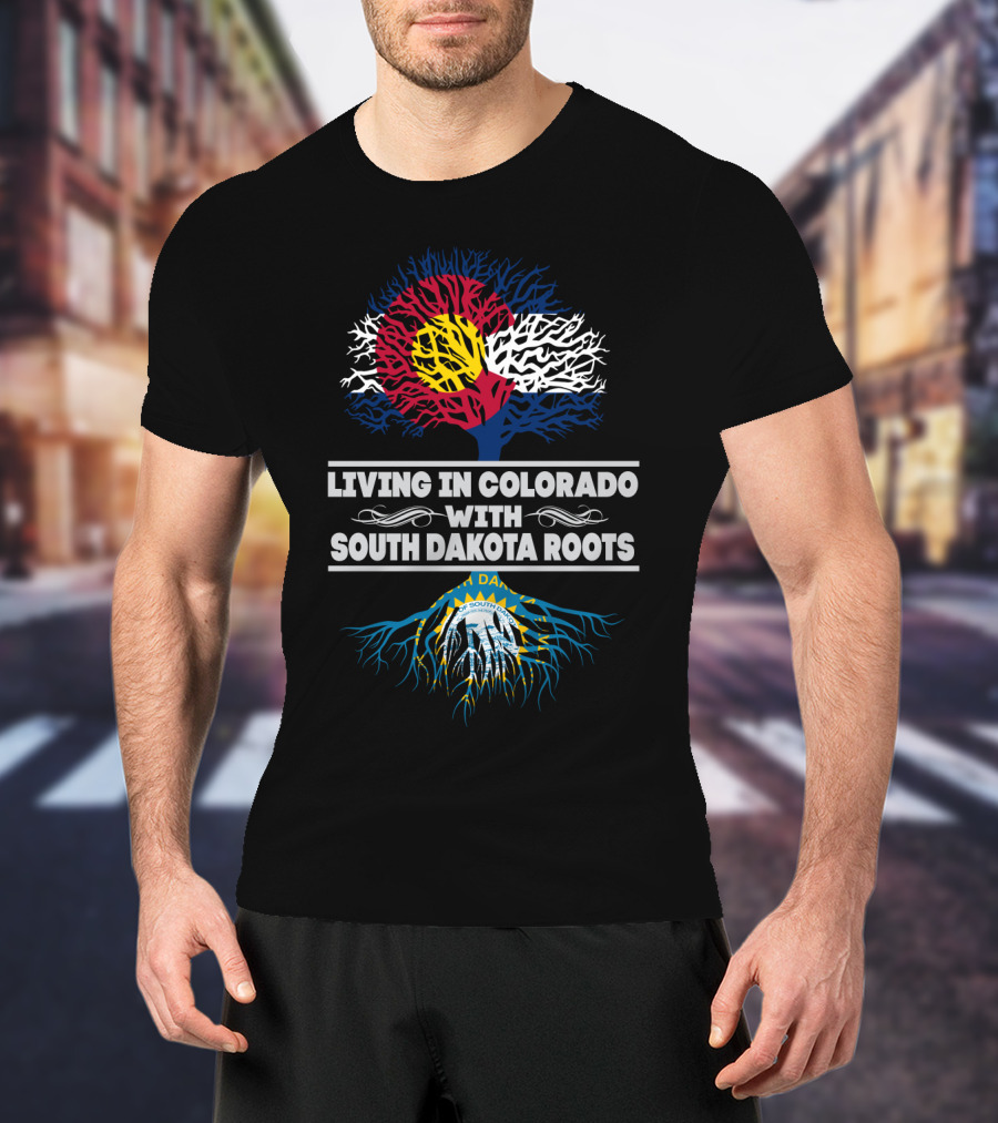 Colorado Flag Tree With South Dakota Roots Emblem T-Shirt