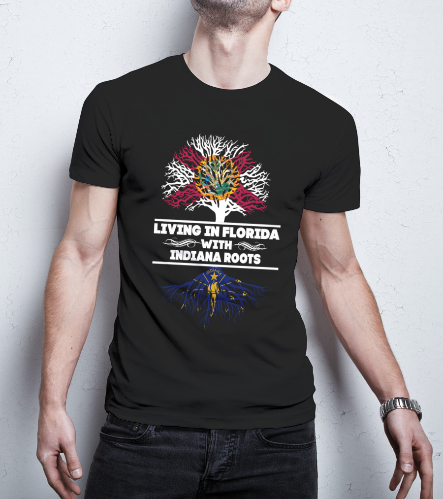 Florida And Indiana Themed Living With State Symbolic Tree T-Shirt