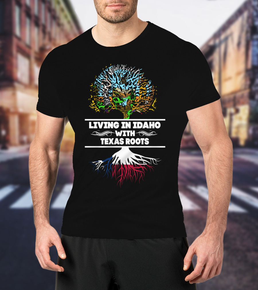 Idaho Living Texas Roots Tree Graphic With Vibrant Colorful T-Shirt