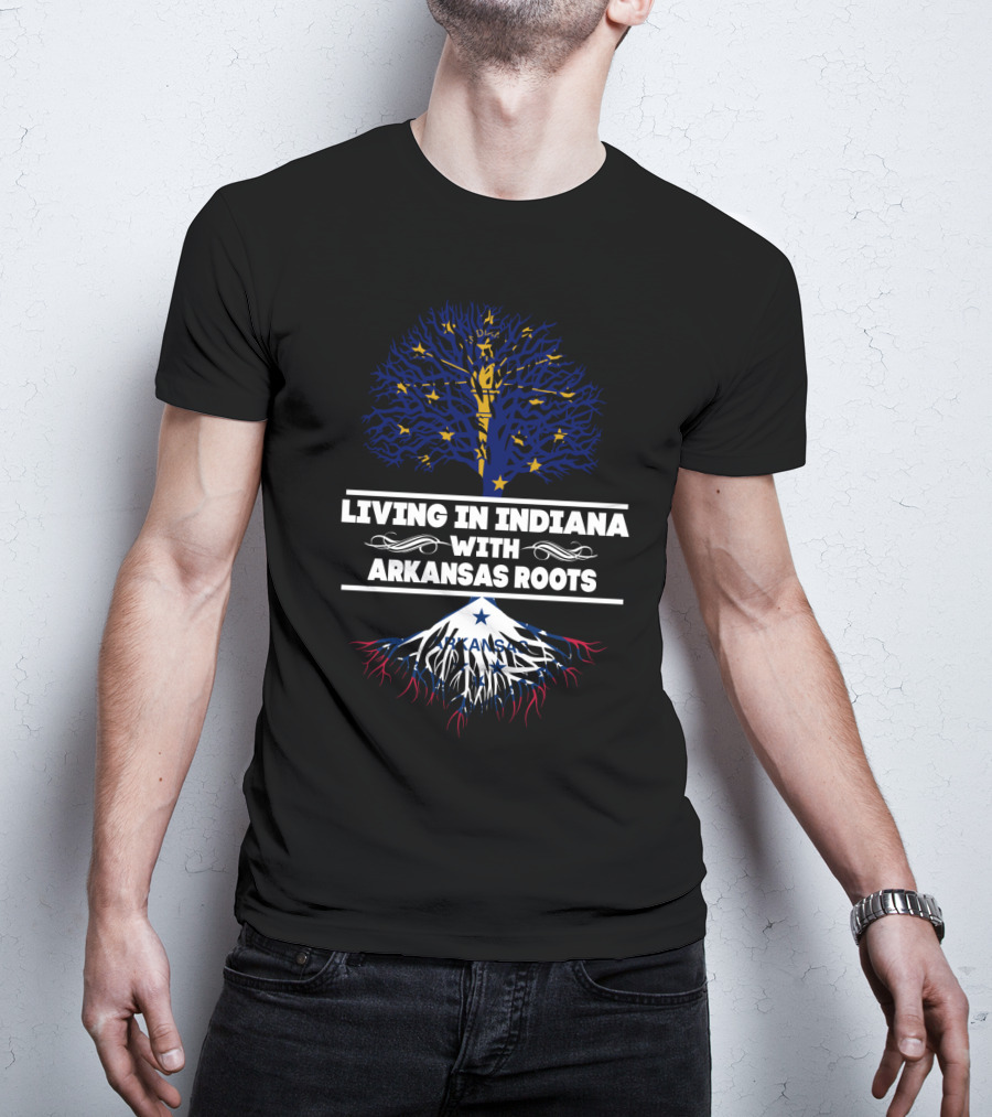 Indiana Life Embracing Arkansas Heritage With Tree And Mountain T-Shirt