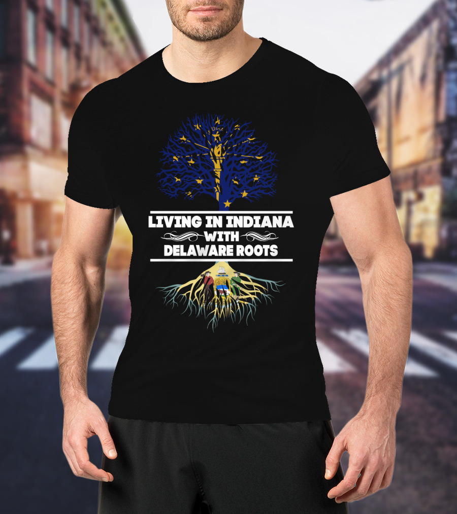 Living In Indiana With Delaware Roots Deep Tree Symbol Connection T-Shirt