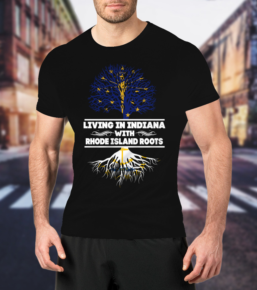 Living In Indiana With Rhode Island Roots Starry Tree T-Shirt