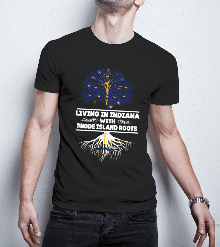 Living In Indiana With Rhode Island Roots Starry Tree T-Shirt