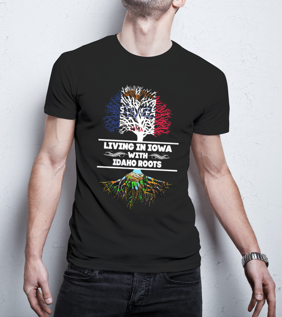 Iowa Pride With Deep Idaho Heritage Symbolized By State Tree And Root T-Shirt