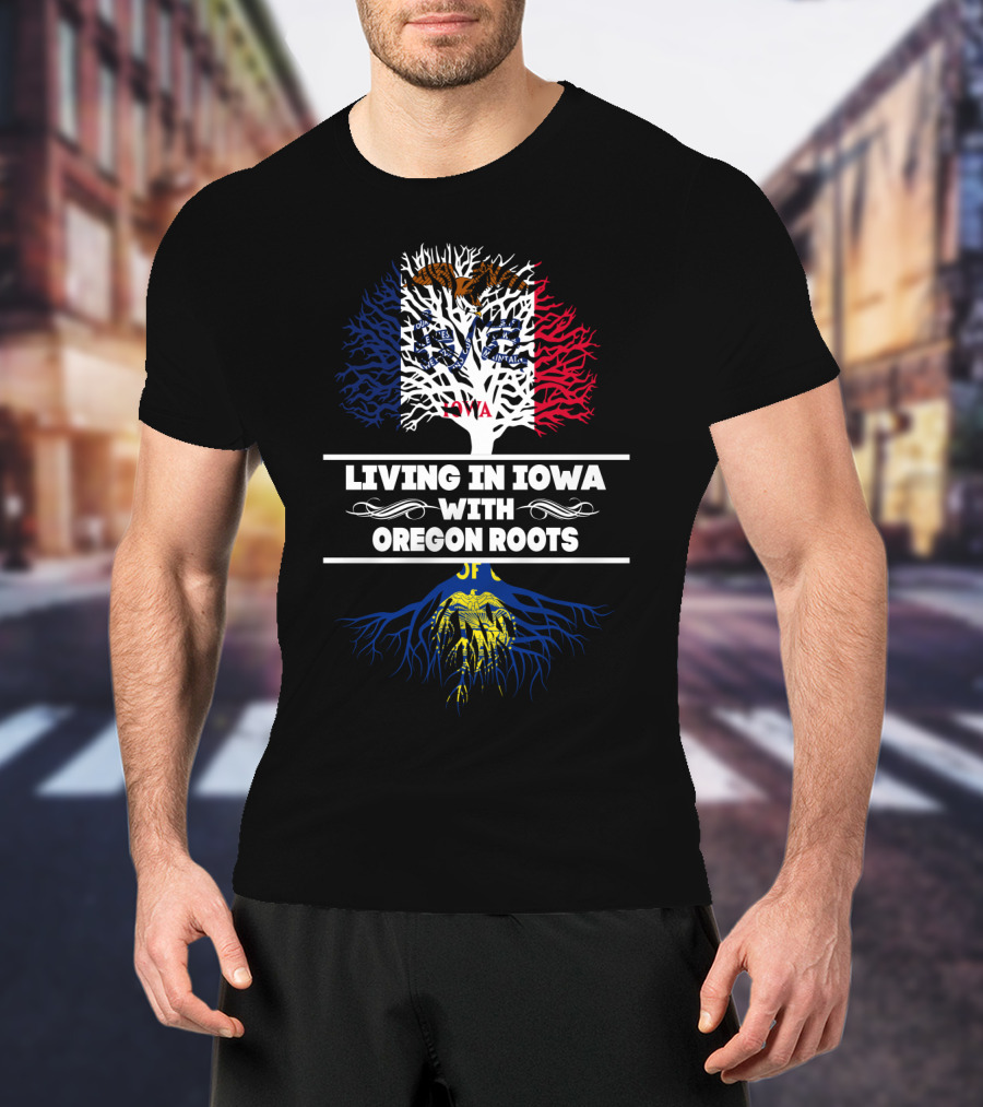 Iowa Pride With Oregon Heritage: Tree And Roots T-Shirt