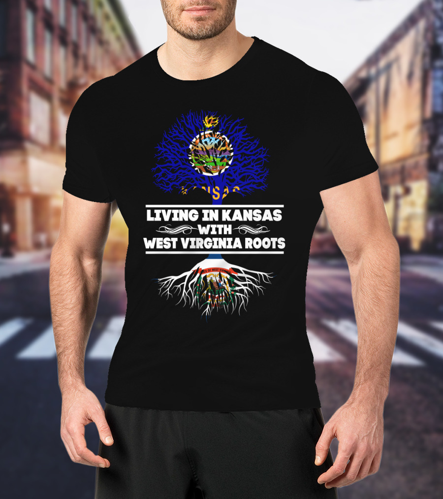 Kansas Home State West Virginia Family Heritage Roots Tree T-Shirt