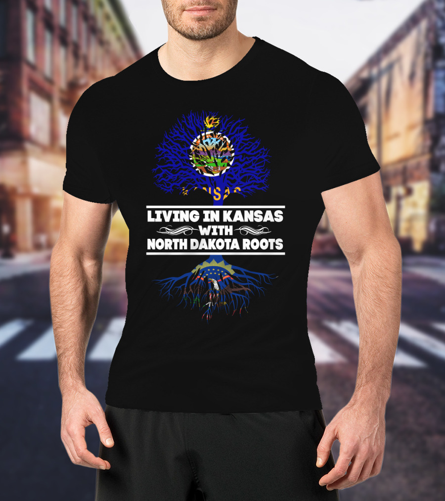 Kansas Life With Deep North Dakota Heritage Featuring State Emblems T-Shirt