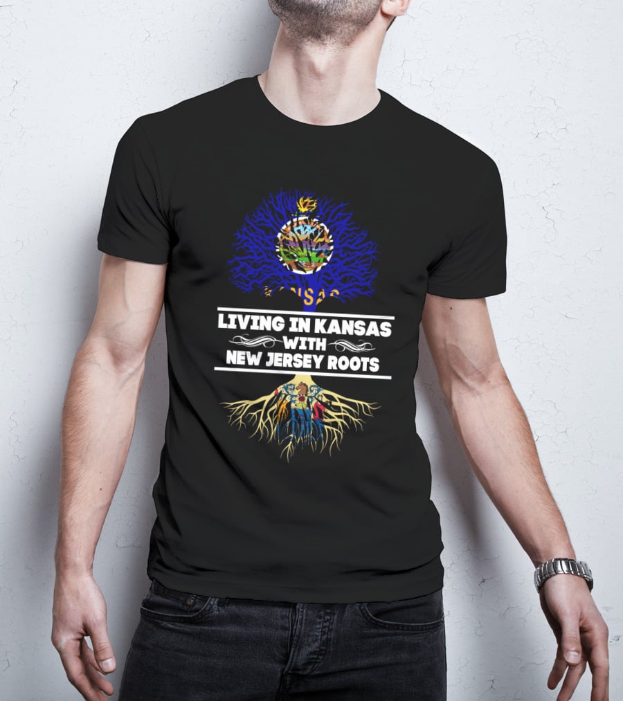 Living In Kansas Embracing New Jersey Roots With State Symbols Tree T-Shirt