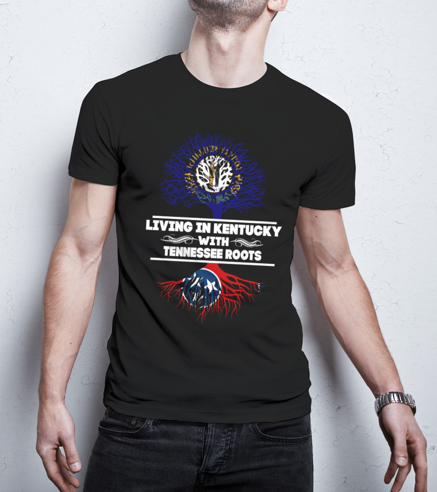 Kentucky Pride With Tennessee Heritage Tree And State Flags Roots T-Shirt