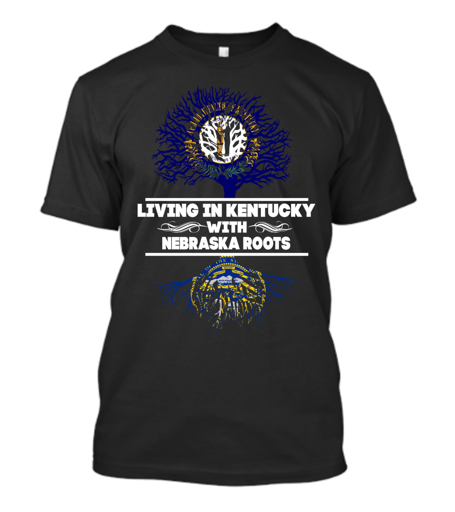 Living In Kentucky With Nebraska Roots And State Seal Symbolism T-Shirt
