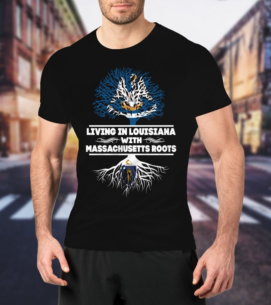 Louisiana Living With Massachusetts Heritage: State Emblem Tree T-Shirt