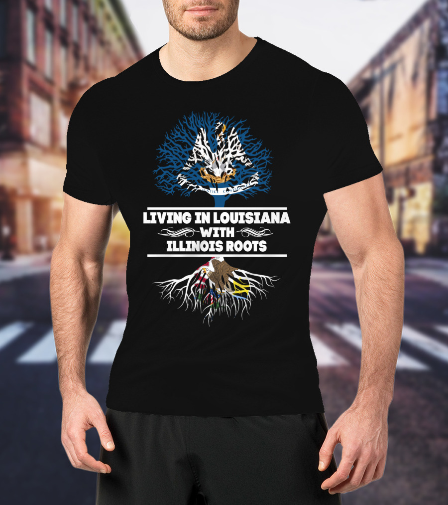 Living In Louisiana With Illinois Roots Pelican And Eagle Tree Symbolism T-Shirt