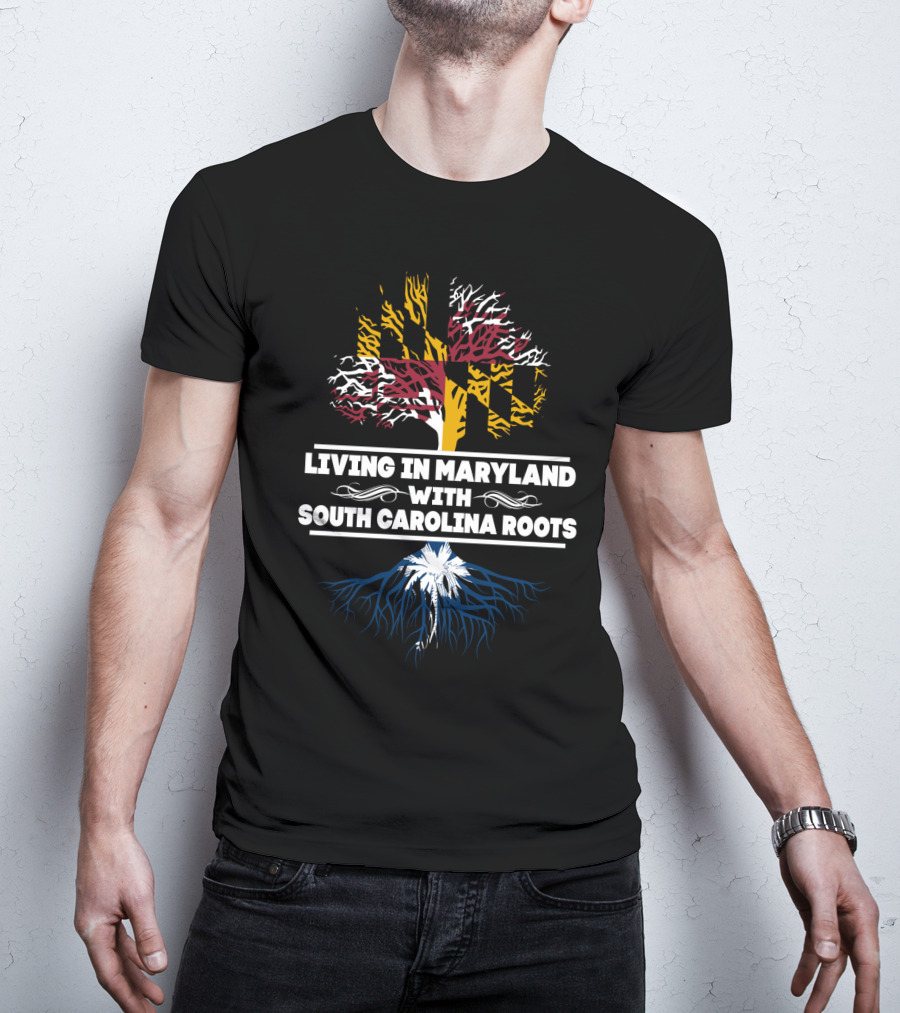 Maryland Flag Tree With South Carolina Palmetto Roots T-Shirt