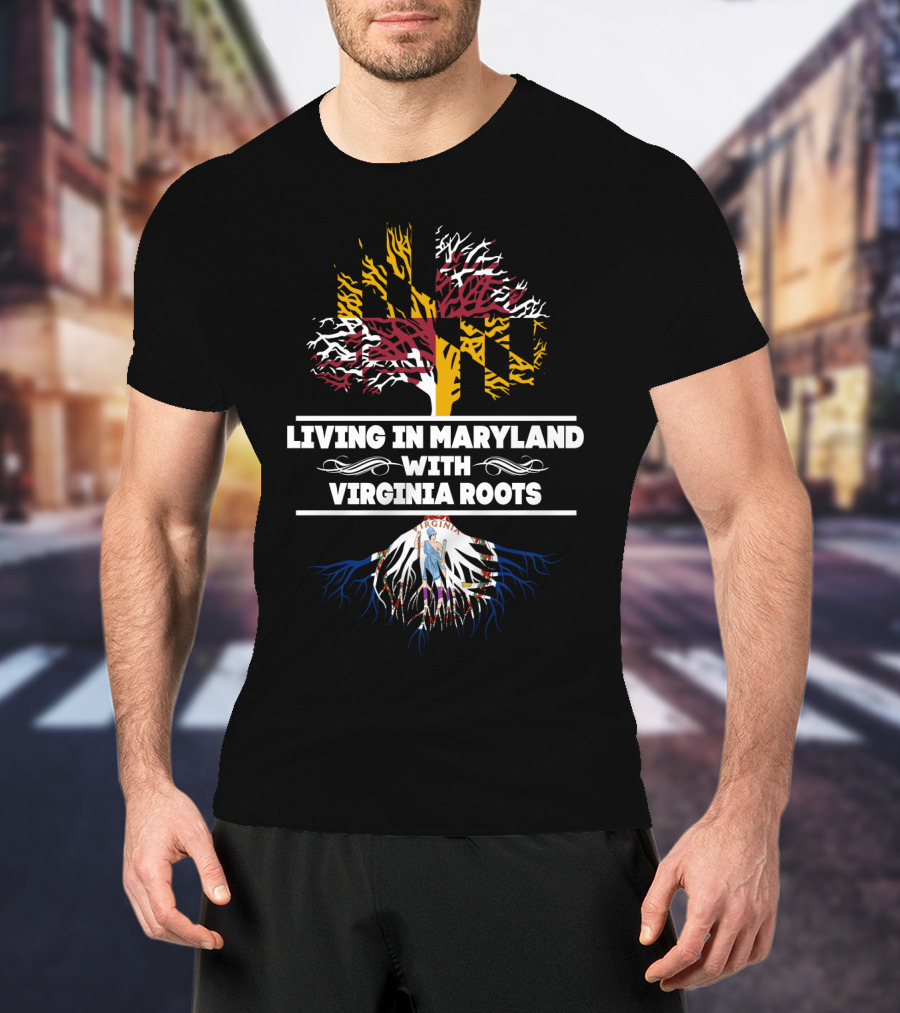 Maryland Pride Virginia Heritage Tree Design With State Flags T-Shirt