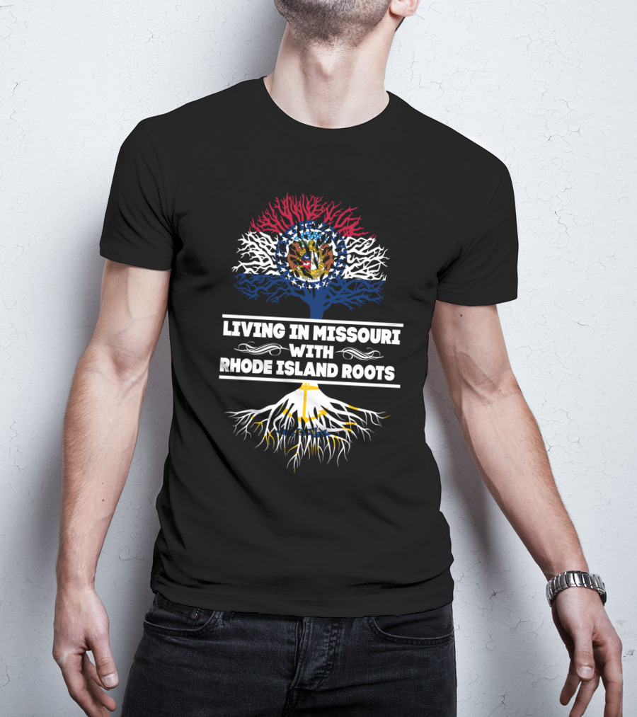 Missouri Pride Blending With Rhode Island Heritage Featuring State Colors And Symbols T-Shirt