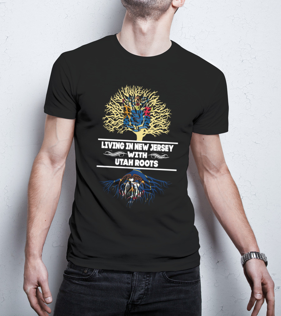Living In New Jersey With Utah Roots Featuring Iconic State Seal Tree T-Shirt