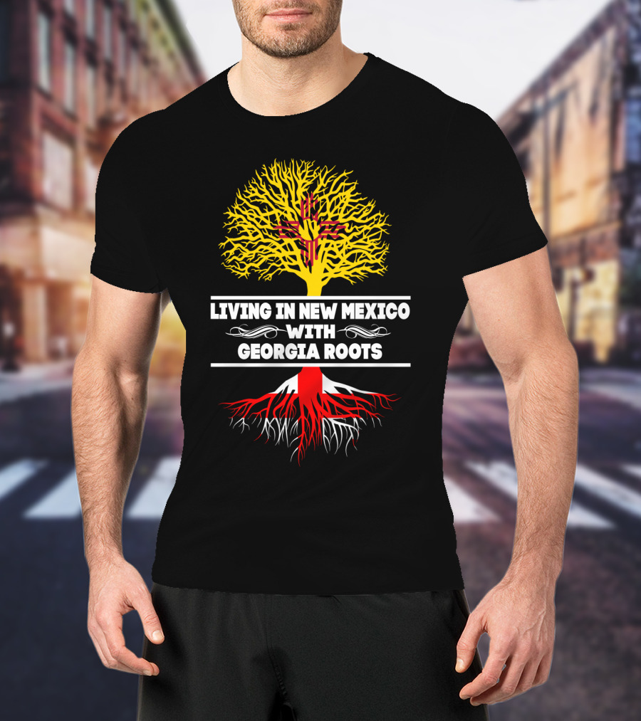 Living In New Mexico With Georgia Roots Zia Symbol Tree T-Shirt