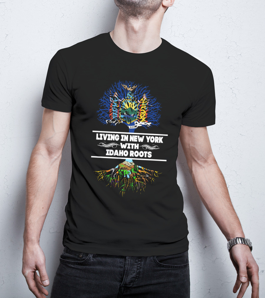 Living In New York Embracing Idaho Roots With State Coat Tree T-Shirt