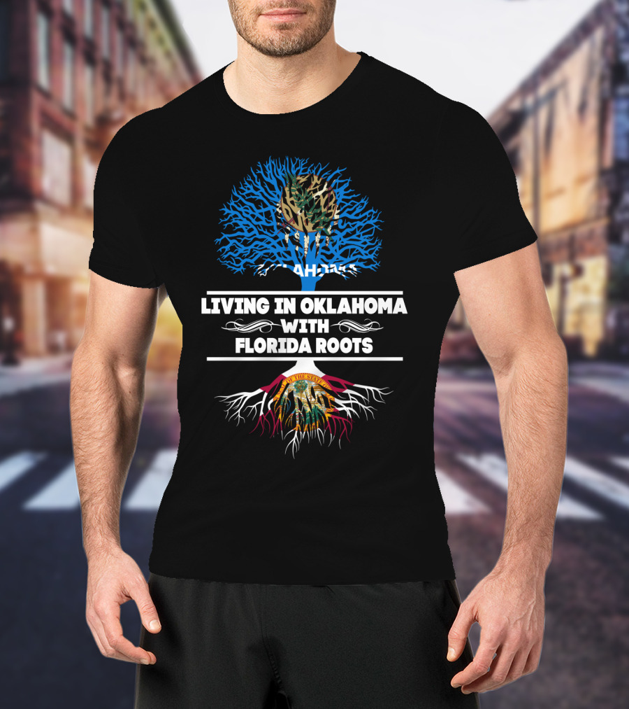 Living In Oklahoma With Florida Roots Camouflage And Flag-Inspired Tree T-Shirt