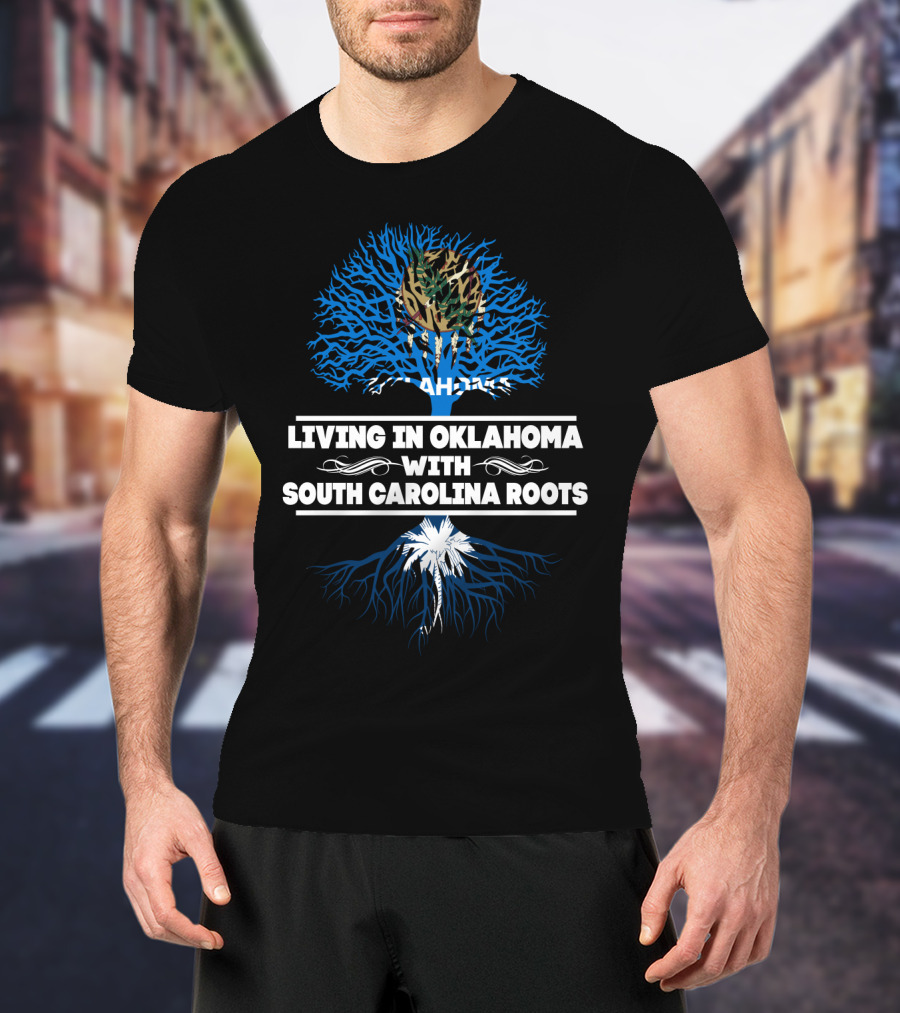 Oklahoma Residency And South Carolina Heritage Illustrated With Tree T-Shirt