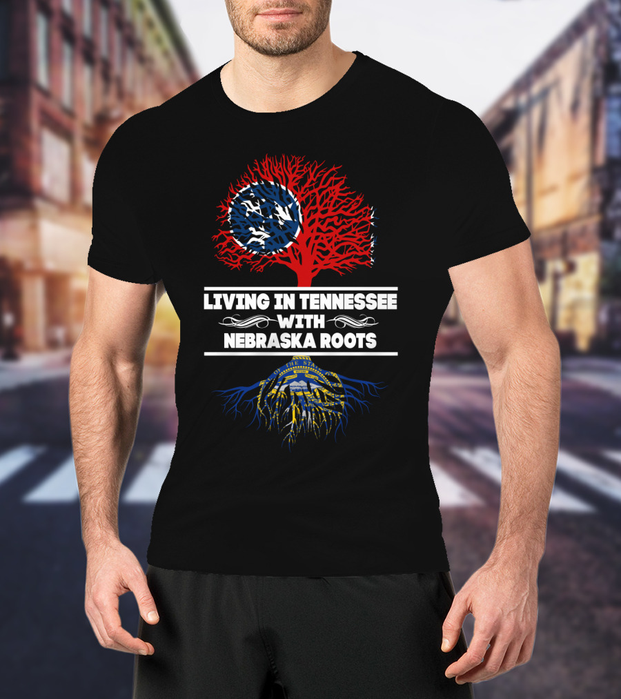 Tennessee Living Nebraska Roots With State Flag Tree T-Shirt
