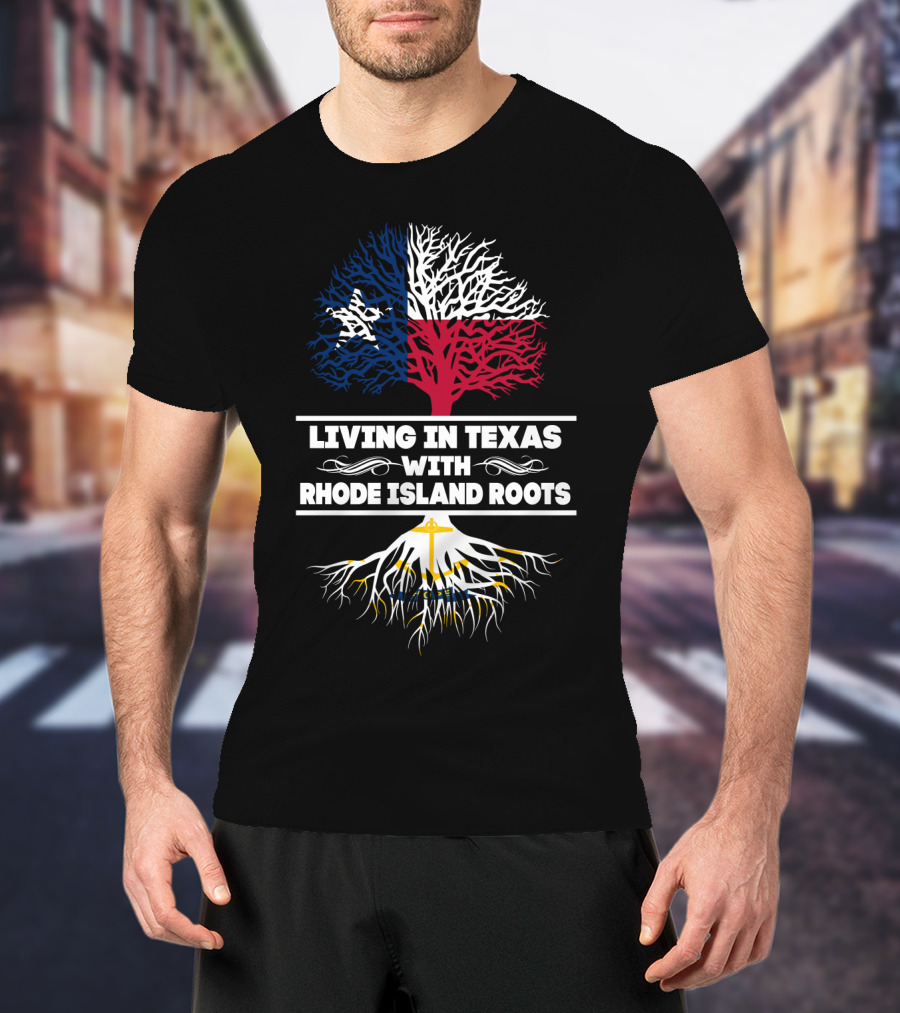 Texas And Rhode Island Heritage: Lone Star And Ocean State Tree Roots T-Shirt
