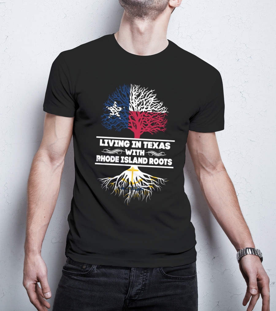 Texas And Rhode Island Heritage: Lone Star And Ocean State Tree Roots T-Shirt