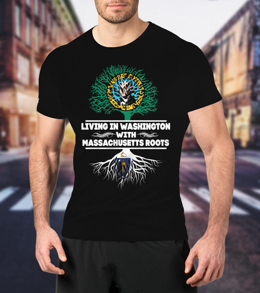 Living In Washington With Massachusetts Roots New England Revolution Patriots Logo Family Heritage T-Shirt