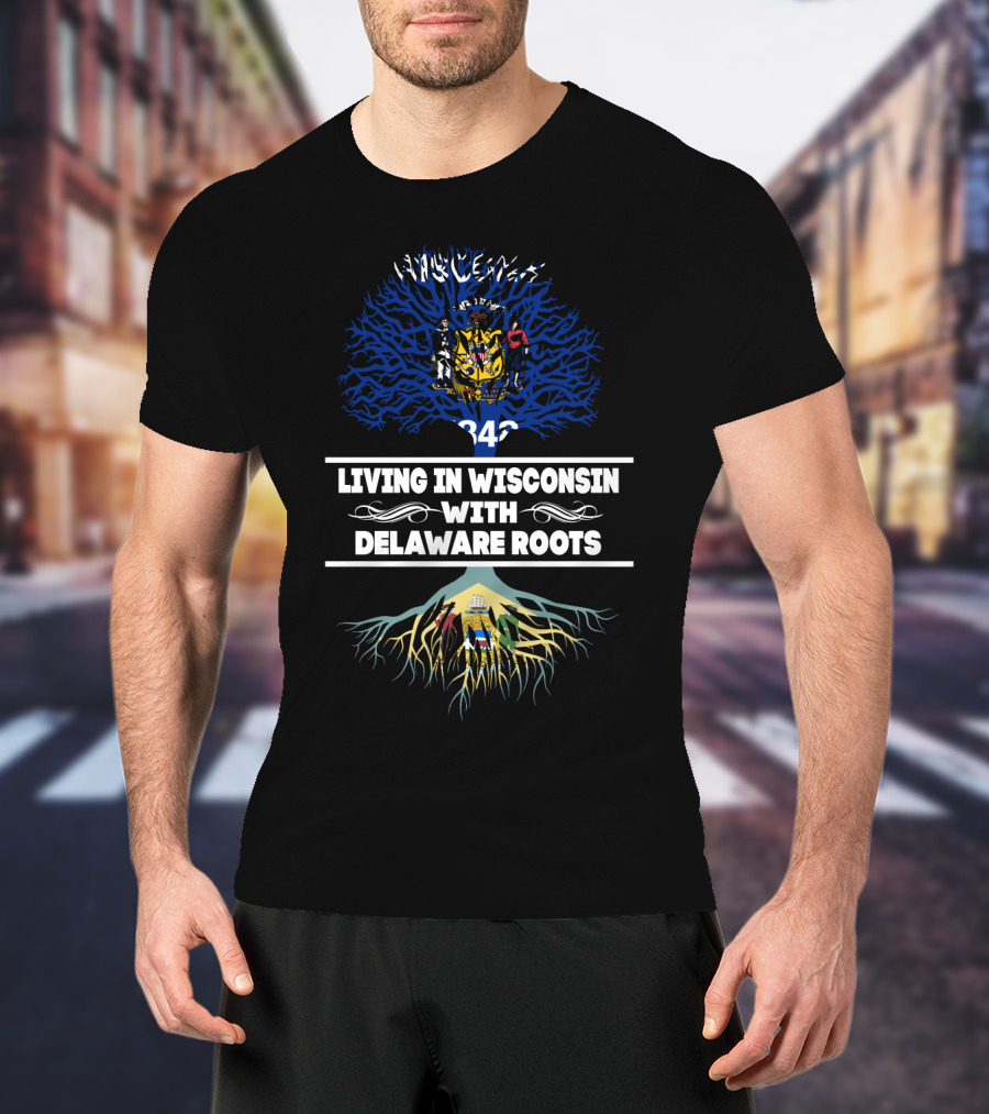 Wisconsin And Delaware Family Heritage Connection Emphasizing State Pride With State Seals T-Shirt