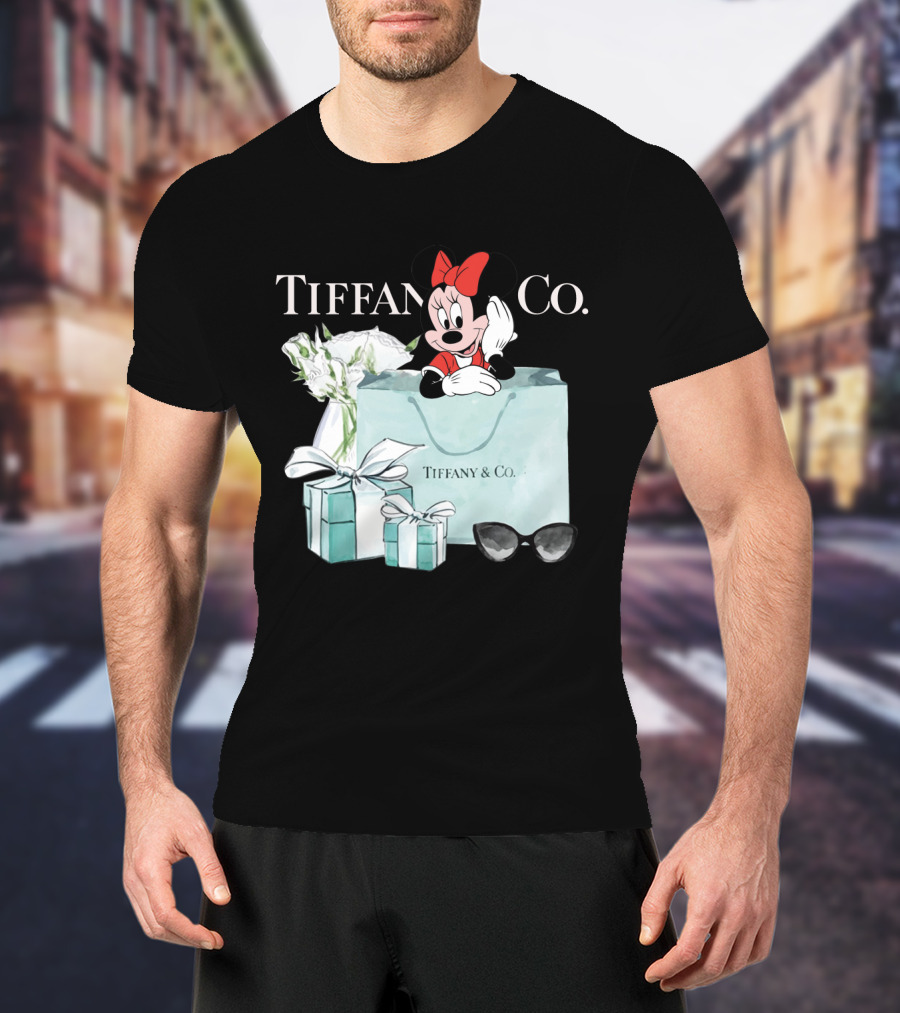 Tiffany And Co Minnie Mouse Bag Flowers Sunglasses T-Shirt