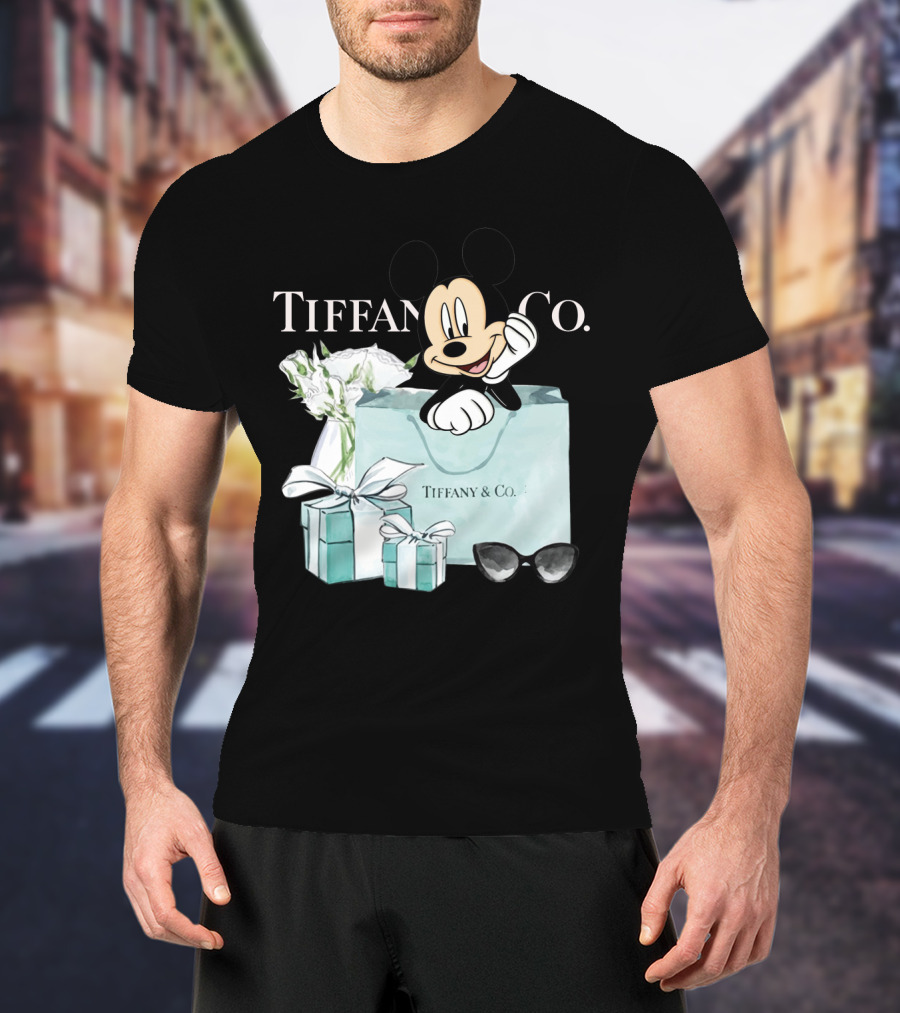 Tiffany And Co Mickey Mouse With Gift Boxes And Flowers T-Shirt