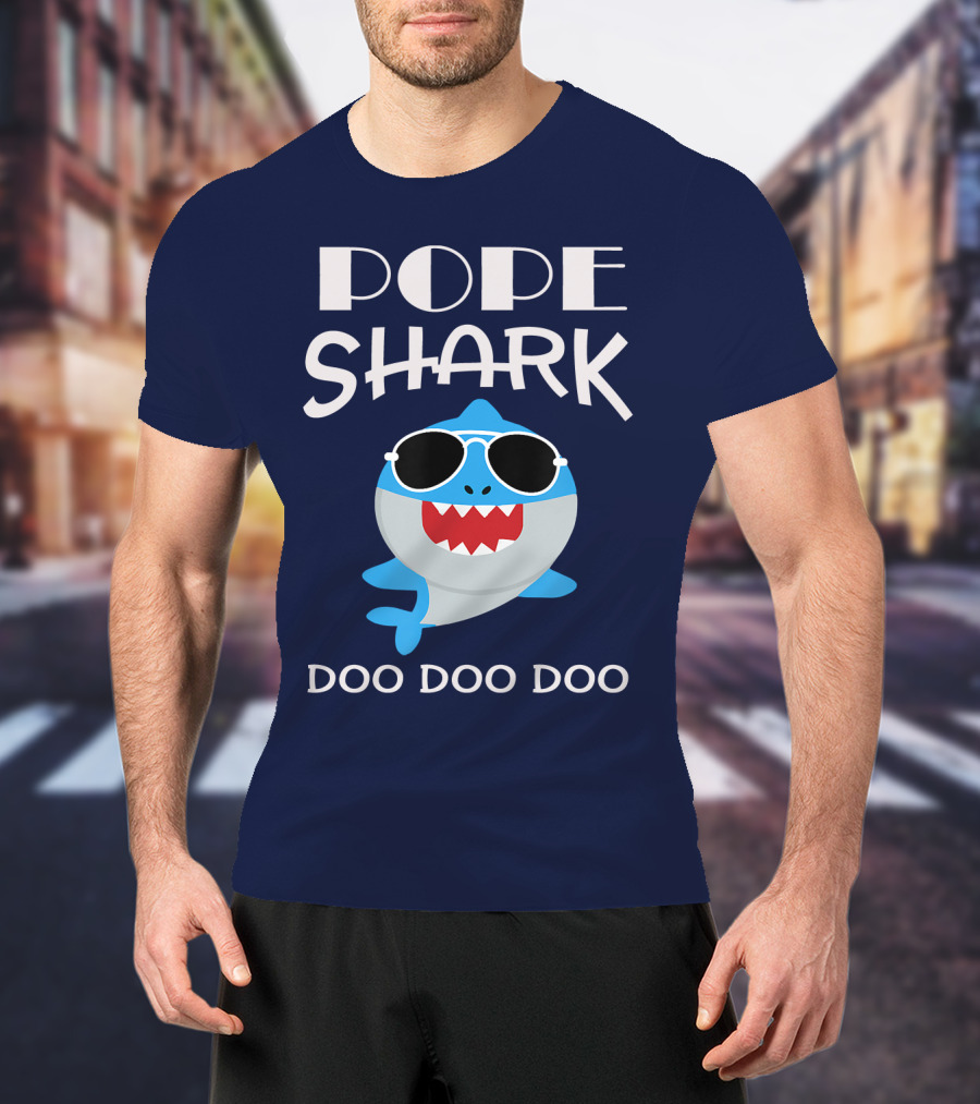 Pope Shark Doo Doo Doo Sunglasses Bite T-Shirt